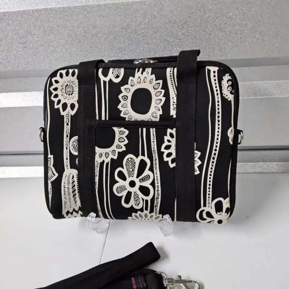 Samsonite Laptop Messenger Bag‎ Womens OS Black White Floral Padded Boho Print